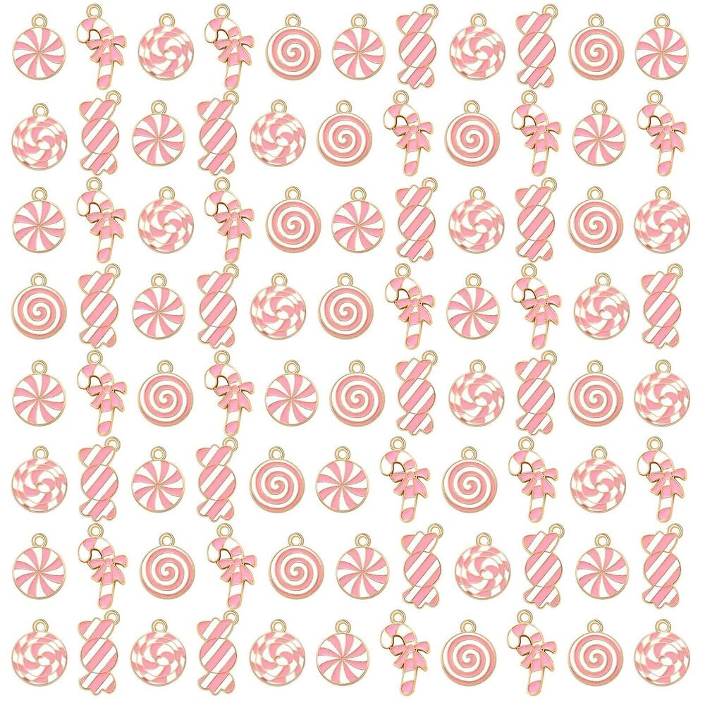 4425 90 Pcs Christmas Pendant Candy Cane Charms for Jewelry Making - Enamel